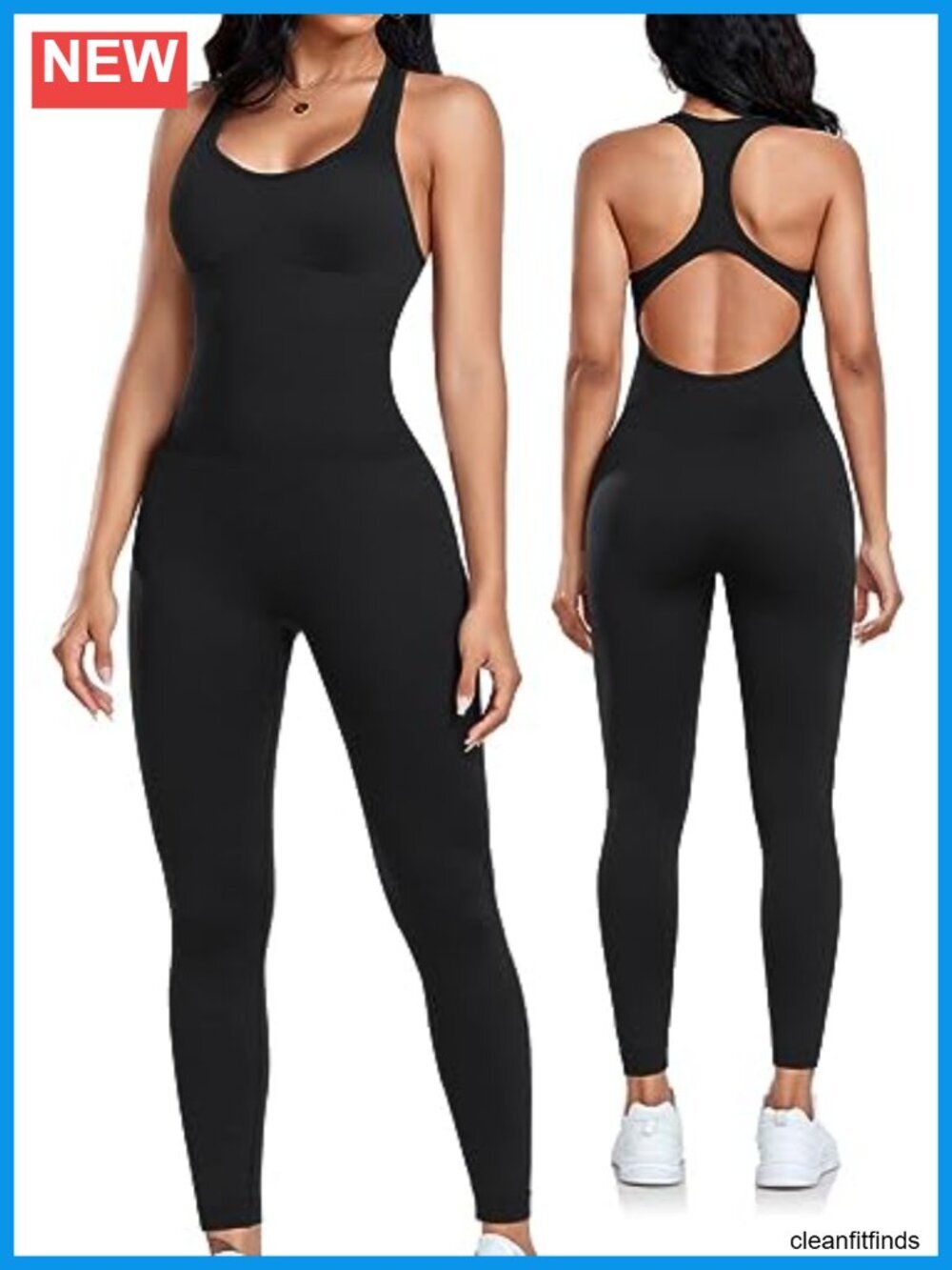 Seamless Yoga Bodycon Jumpsuit Racerback Tummy Control Padded Bra Unitard